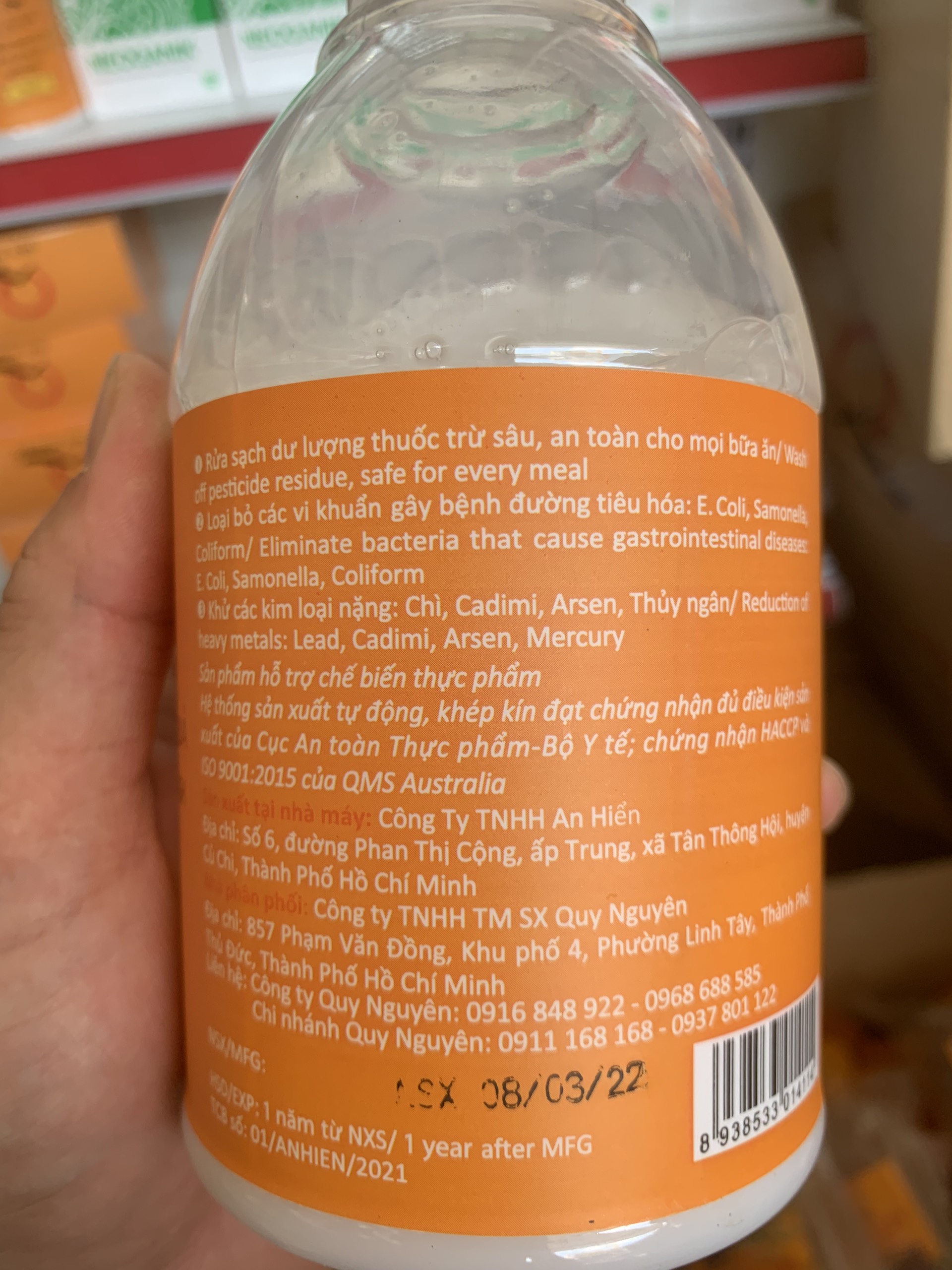 Nước Rửa Rau Củ Quả Thực Phẩm AHOZONE chai 500ml- [Quy Nguyên phân phối]