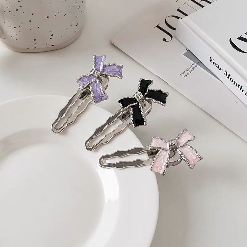 Korean Style Fashion Hair Clips Duckbill Clip Metal Bow Side Clip Bangs Clip Barrettes Girls Headwear For Women Hair Accessories ZHANGNA. 