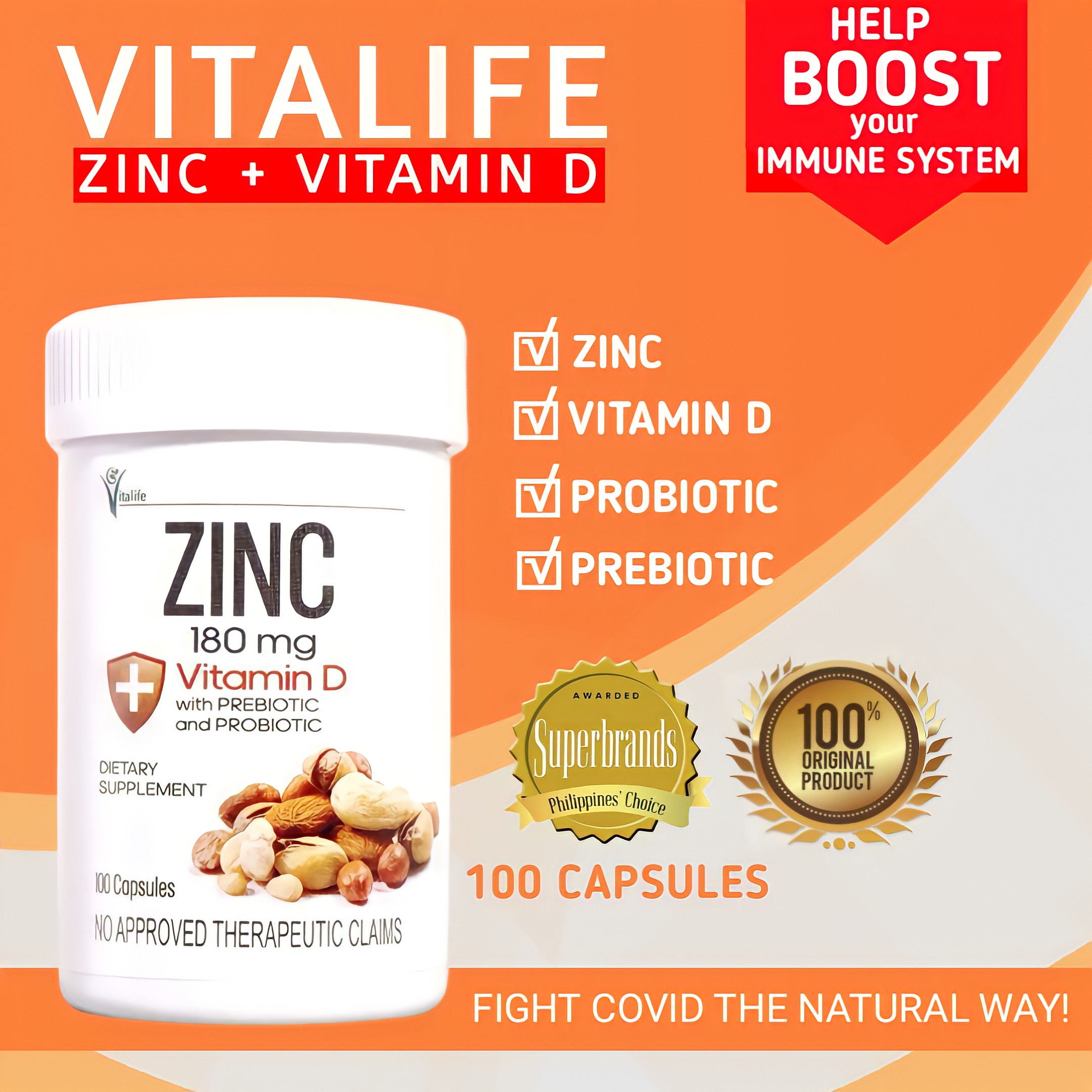 Uno Zinc Vitamin D with Prebiotic and Probiotic Vitalife Dietary