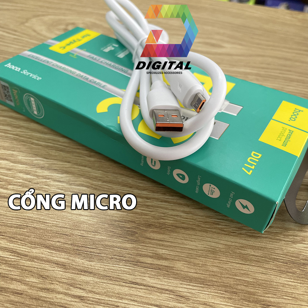 Cáp Sạc Nhanh Hoco DU17 Chính Hãng Dài 1 Mét ( iPhone, Type C, Micro )