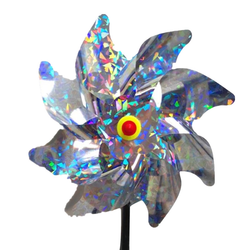5PCS Windmill Garden Decoration Outdoor DIY Silver Wind Spinner Kids Toy Bird Repeller Sparkly