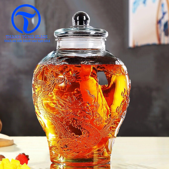 Bình ngâm rượu thuỷ tinh Chum Rồng 8 Lít