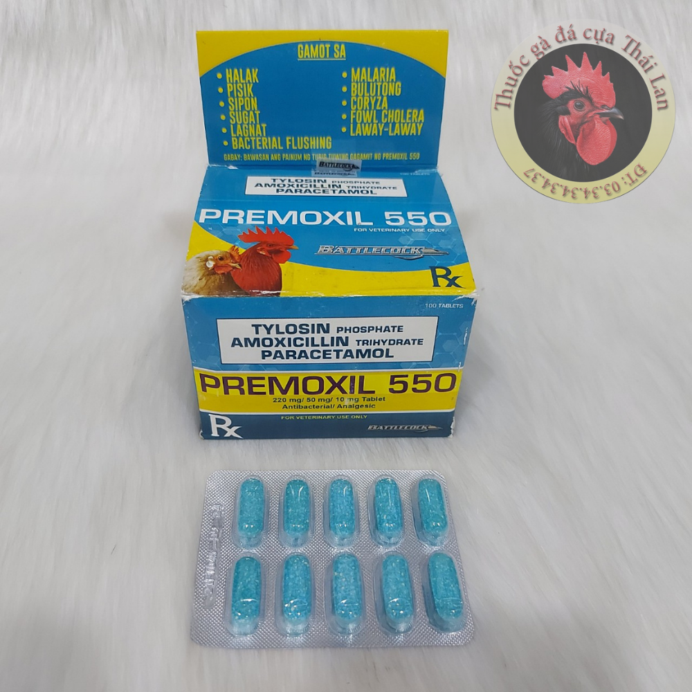 Thuốc gà đá . Premoxil 550 (Thuốc gà Đặc trị khò khè , xổ mũi , sưng phù mặt) philippines)