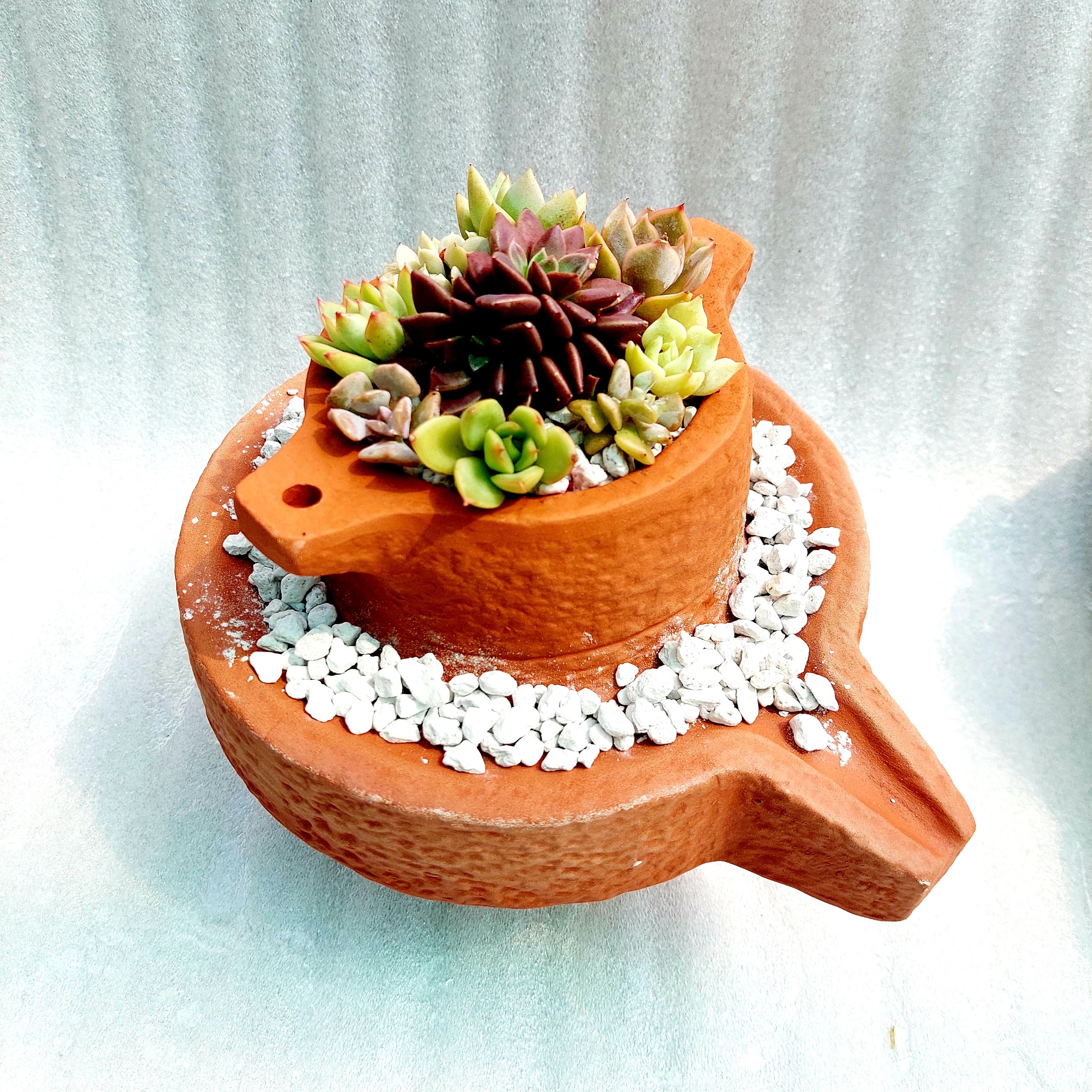 Chậu đất nung - Cối xoay, miệng chậu 10cm, chiều cao 10cm