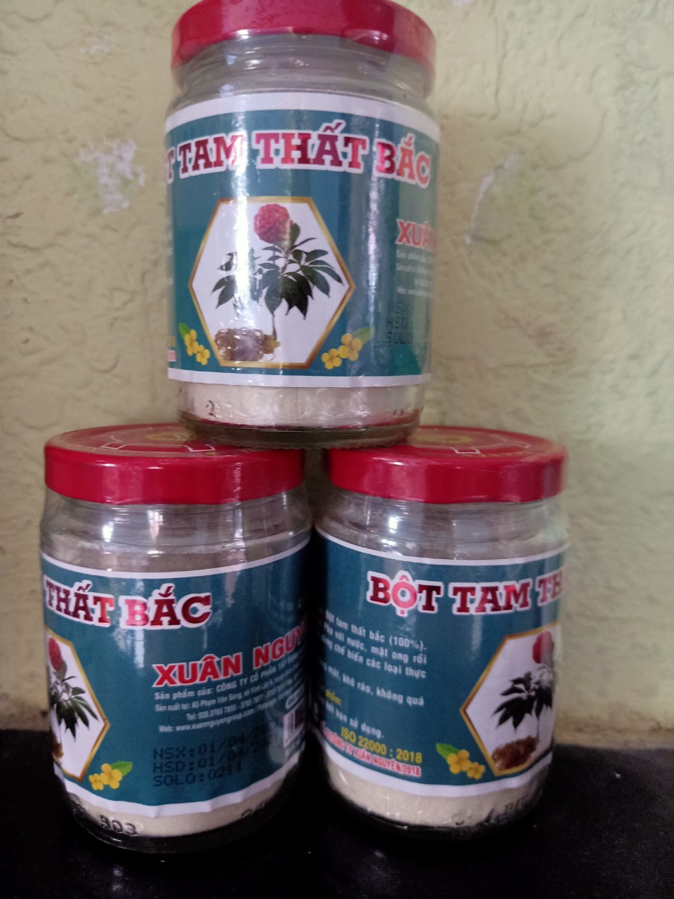 Bột Tam Thất Bắc Xuân Nguyên lọ thủy tinh 100gr có tác dụng cầm máu bồi bổ khí huyết