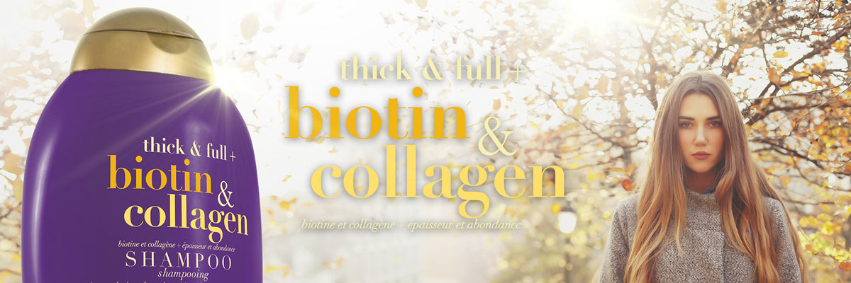 Bộ Đôi Dầu Gội Và Dầu Xả Kích Thích Mọc Tóc OGX Thick & Full Biotin & Collagen 2 x 385ml