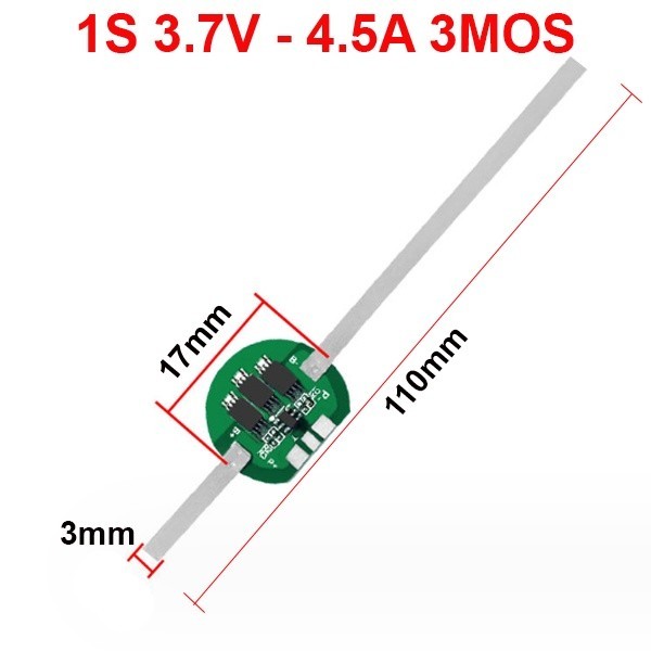 Mạch bảo vệ hàn đầu pin lithium 1s 3.7v 2-4.5a có hàn kẽm sẵn ||