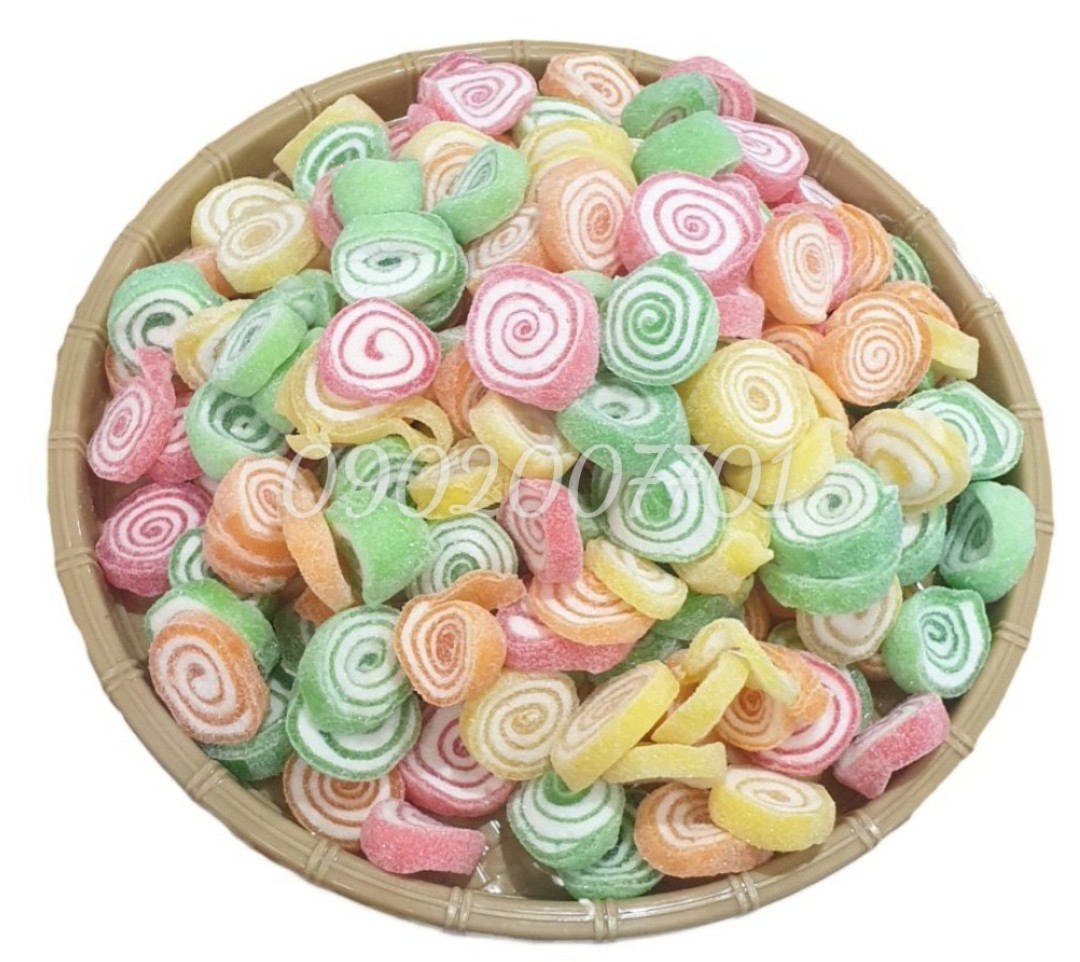 250g Kẹo dẻo trái cây xoắn ốc bọc đường thơm ngon - bánh kẹo đồ ăn vặt