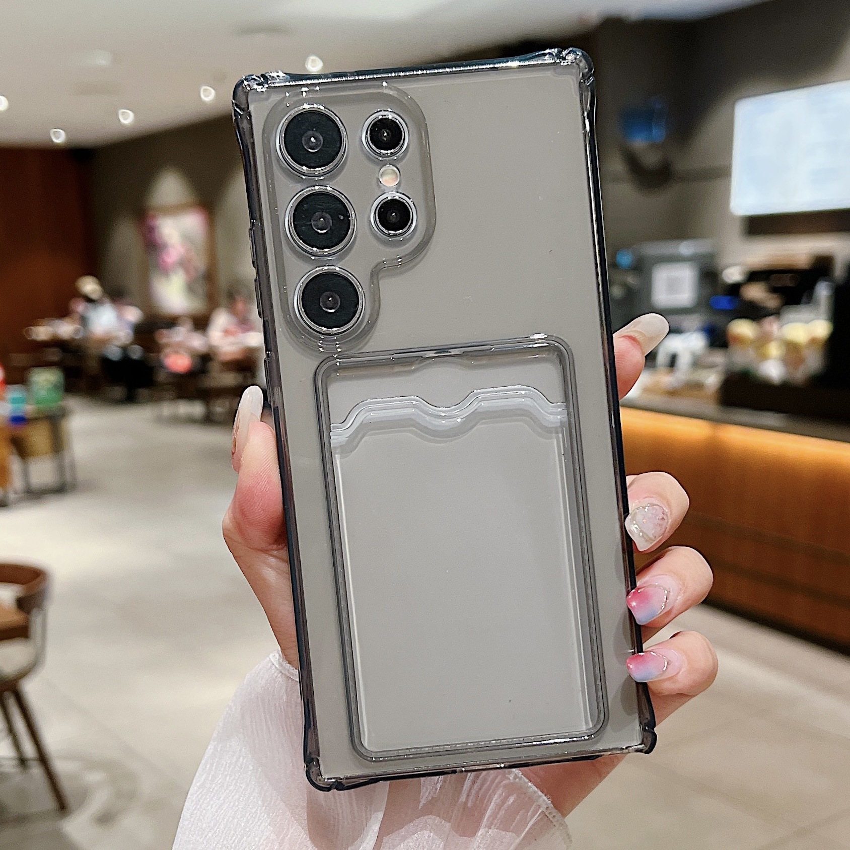 Samsung Galaxy S23FE Case with Card Holder - Clear Transparent Shockproof Cover with Air Cushion Corners. 