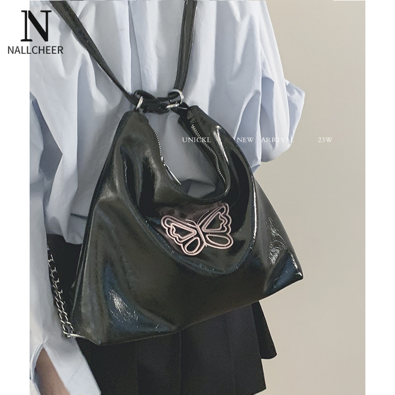 NALLCHEER Korean embroidered butterfly backpack New chain backpack Students attend class with large capacity handbags