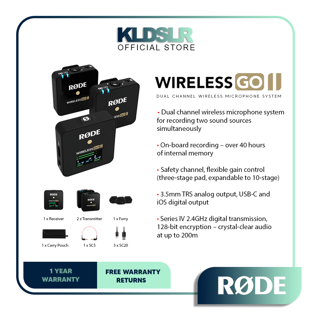 (2.4　2-Person　Rode　GO　Wireless　Digital　System/Recorder　GHz,　Wireless　GO　Wireless　Compact　II　Microphone　Black)　Lazada