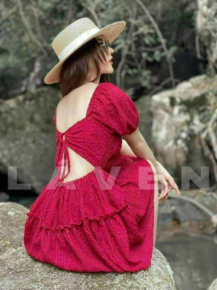 [Miễn phí ship] Đầm hở lưng có mút ngực,đầm xòe dự tiệc tay phồng hot hit ,đầm cổ vuông dãng xoè, đầm đan dây lưng siêu dễ thương thời trang