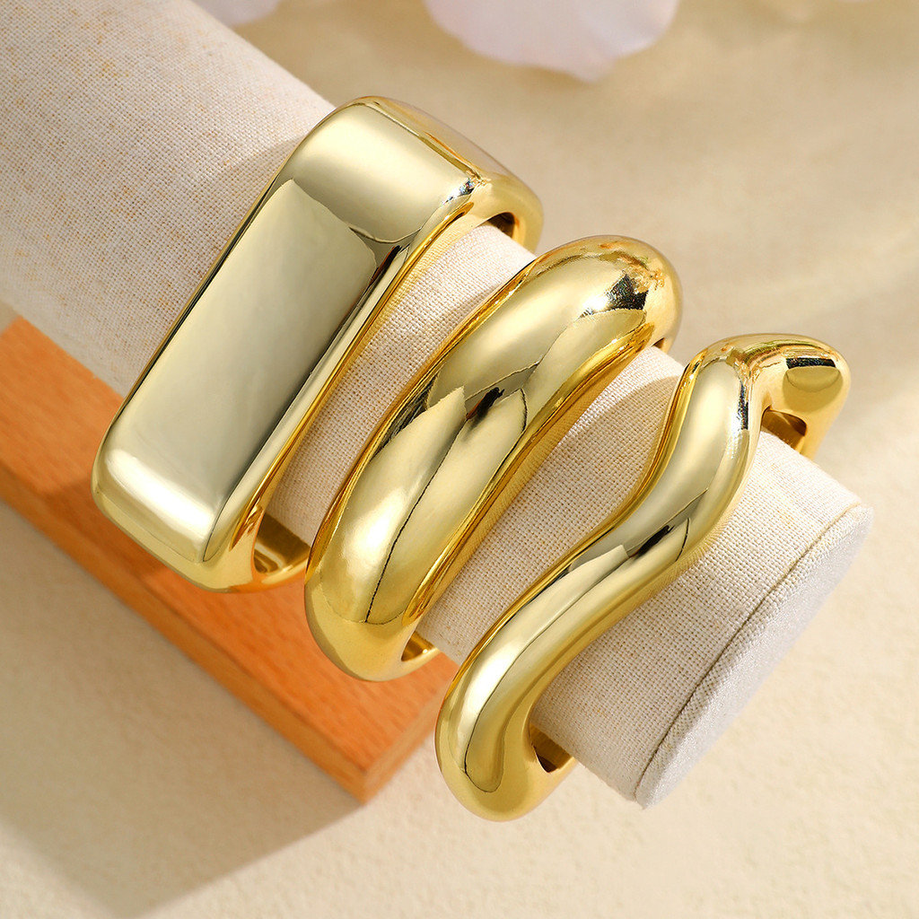 Enacolor 3Pcs/Set Vintage Gold CCB Exaggerated Smooth Surface Geometry ...
