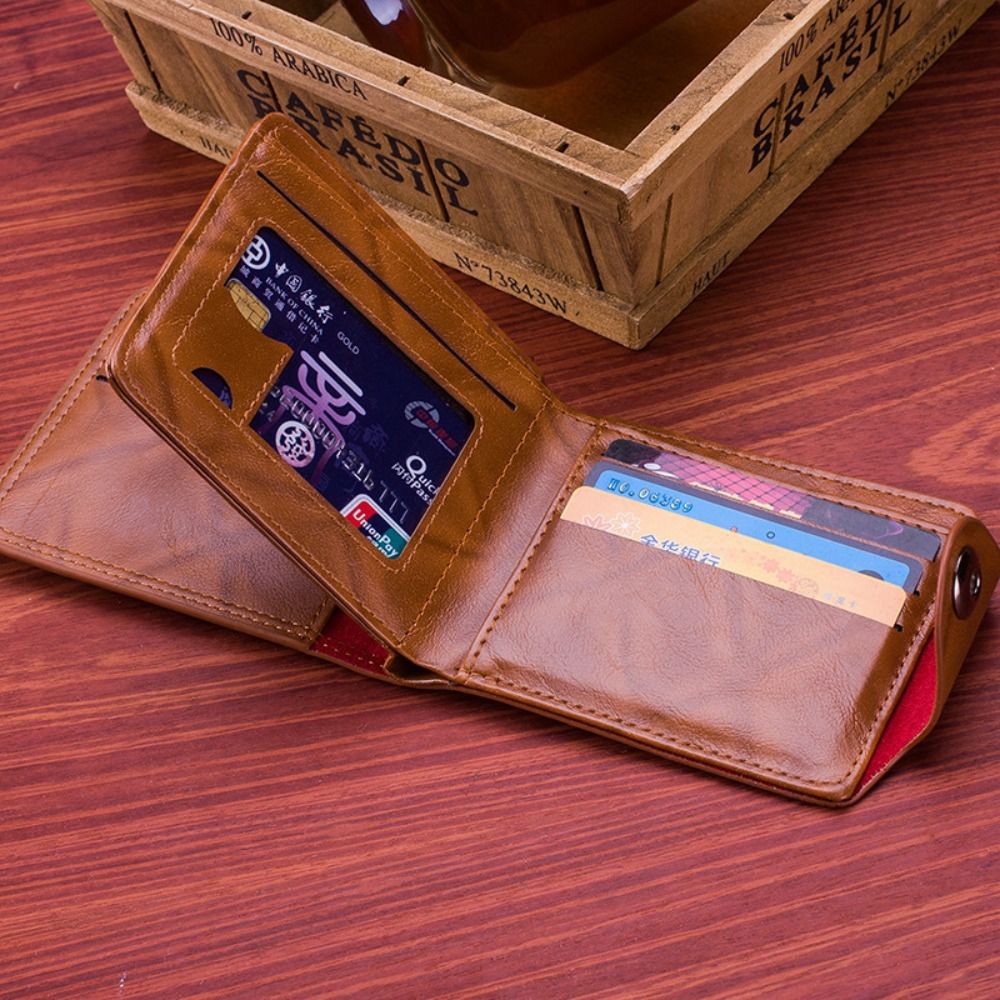 NPIQL US Dollar Pattern Dollar Pattern Wallet Buckle PU Leather Men's Wallet Retro Large Capacity PU Clutch Bag Men