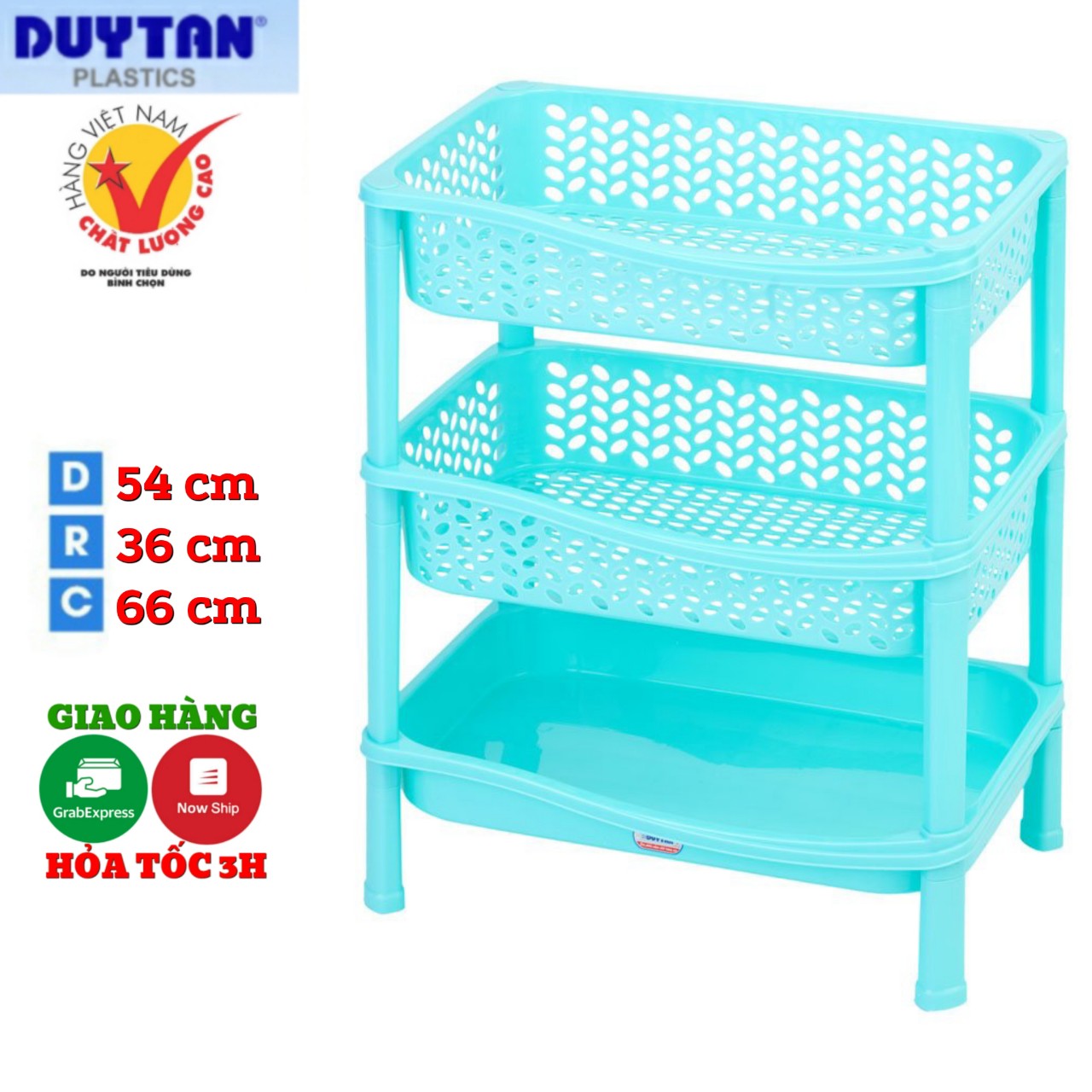 Kệ chén nhựa Duy Tân LỚN 3 Tầng ( Ngang 54 x R35.5 x Cao 65.5 cm )