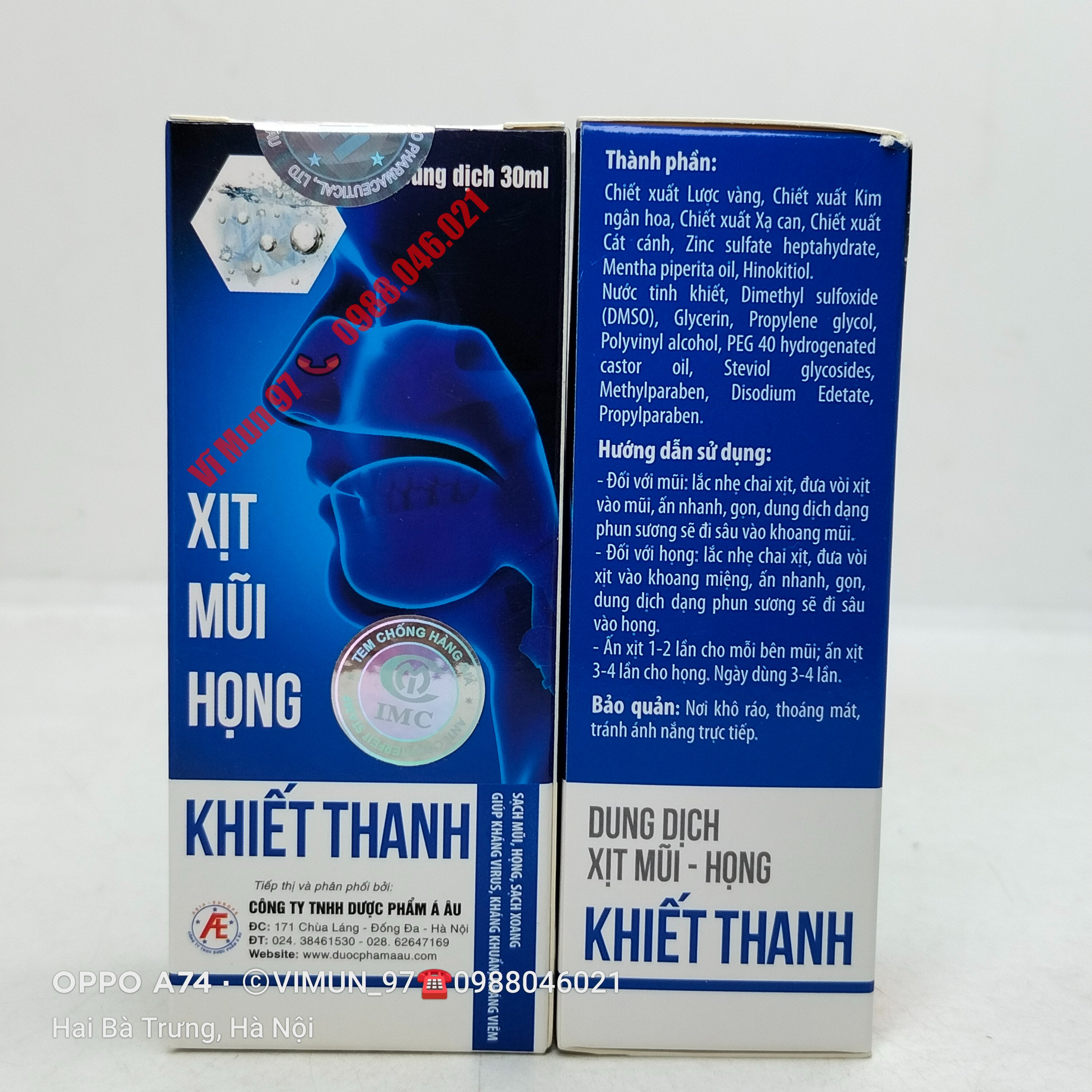Dung dịch Xịt mũi - họng Khiết Thanh chai 30ml