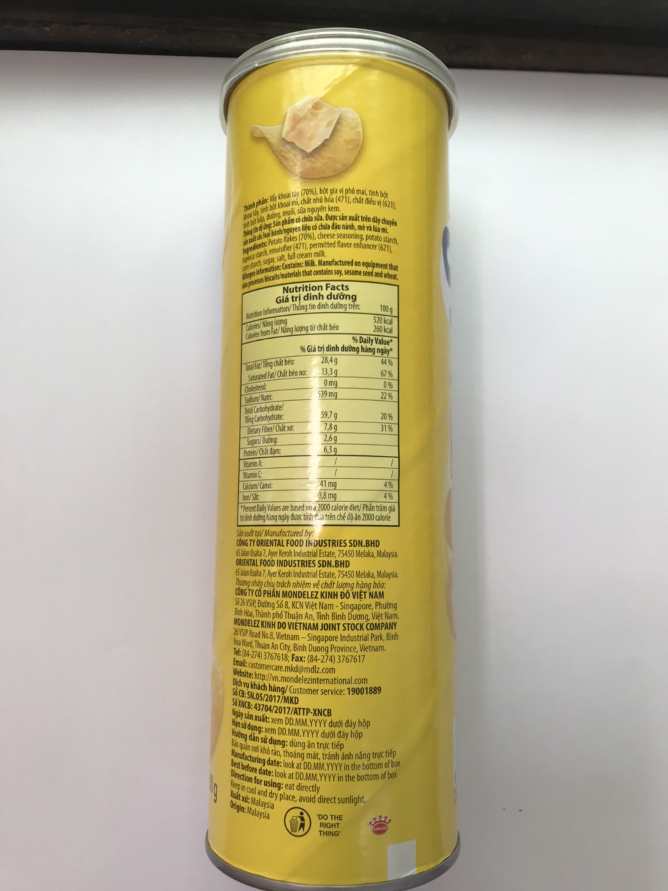 Snack Khoai Tây 90g Slide Vị Phô Mai (Lon 90g)