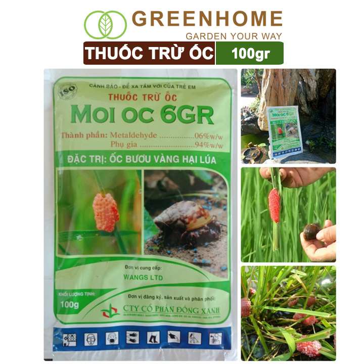 Thuốc trừ ốc Moi ốc, bao 100gr, trừ ốc sên và các loại ốc, bảo vệ cây trồng |Greenhome