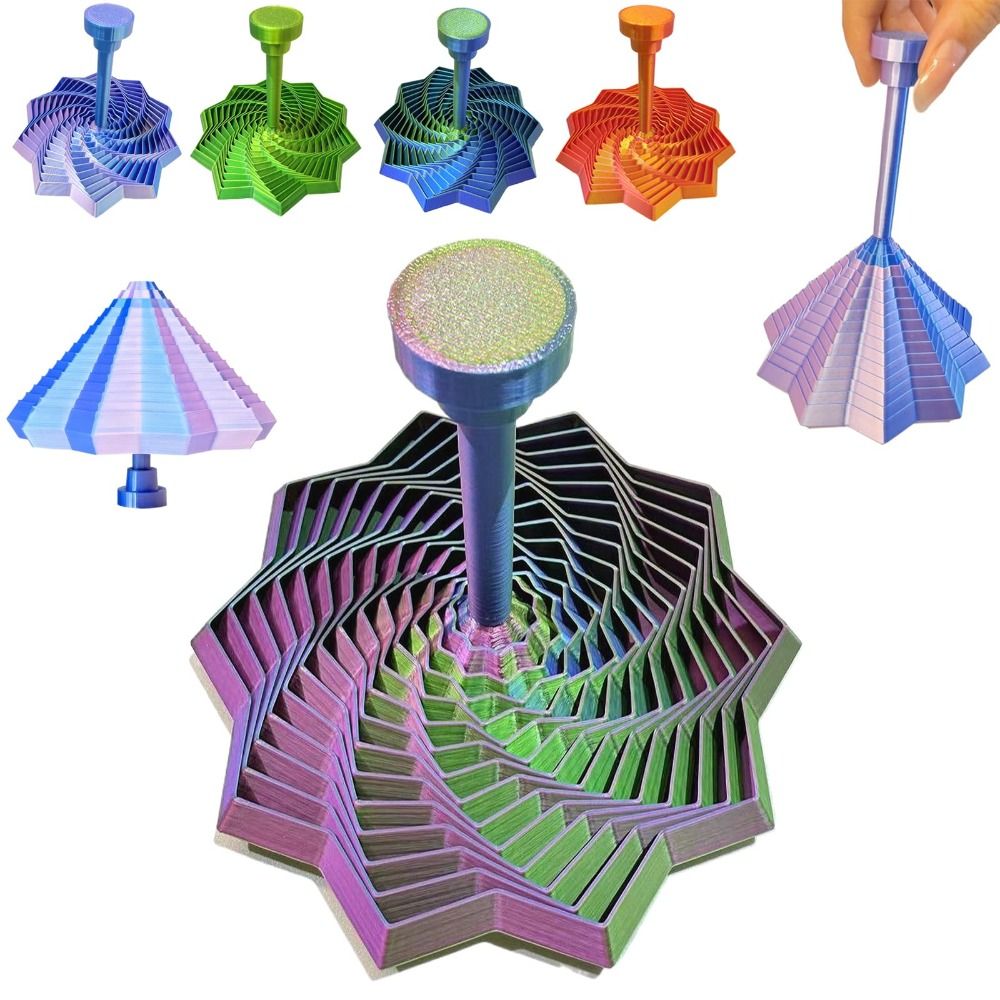 Expanded Visual Spirals Sensory Toy 3D Printing Fractal Fidget Star Model Geometric ...