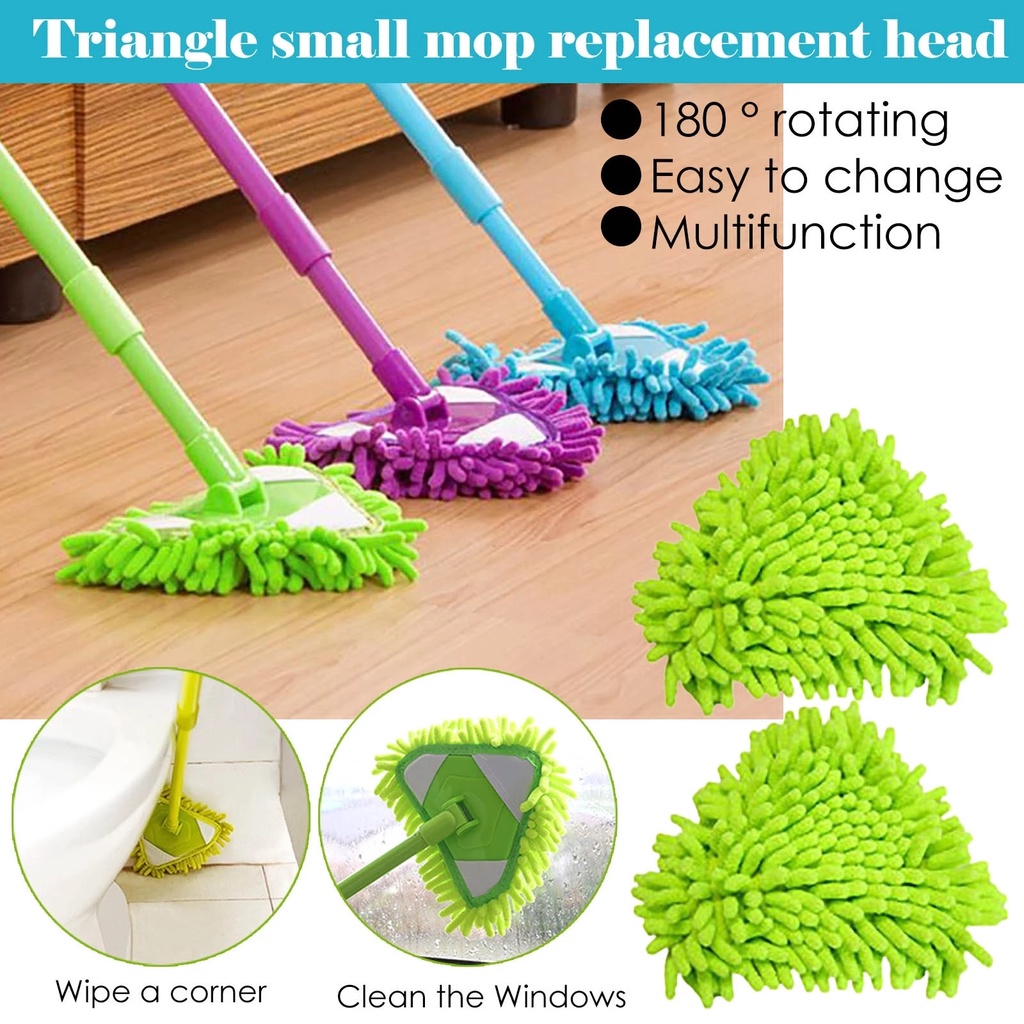 Multifunctional 180 Degree Rotatable Adjustable Triangle Cleaning Mop / Chenille Replacement Head Tile Floor Cleaning Brushes Household Clean Tool