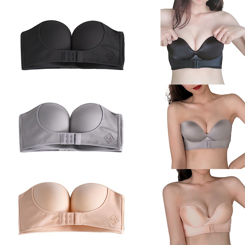 Women's%20Push-up%20Bra%20Without%20Underwire%20Front%20Closure%20Half%20Cup%20Strapless%20Bra%20-%20Image%2010