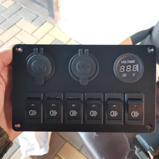 6 Gang LED Switch Panel Car DC 12V 24V Switch with Waterproof Dual USB LED Voltmeter Waterproof Switch Board Blue LED On Off Switch Board 6 Gang 12V Car Boat Circuit, Dual USB
