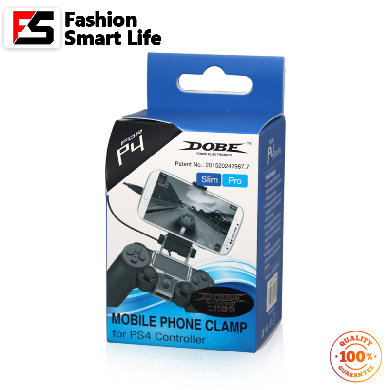 PS4 Slim Smart Handle Clip Cell Mobile Phone Clamp Holder with OTG Cable for 4 Controller Black