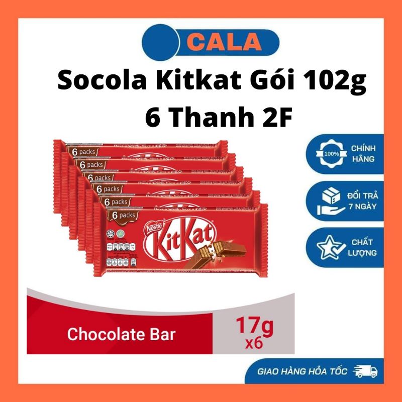 Bánh Xốp Phủ Socola Kitkat Nestle 102g (6 Thanh)