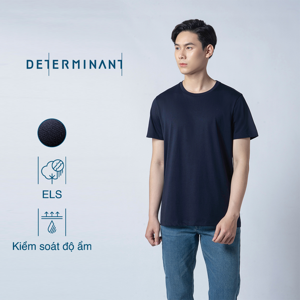 Áo thun nam cổ tròn DETERMINANT tay ngắn - màu xanh đậm - T01