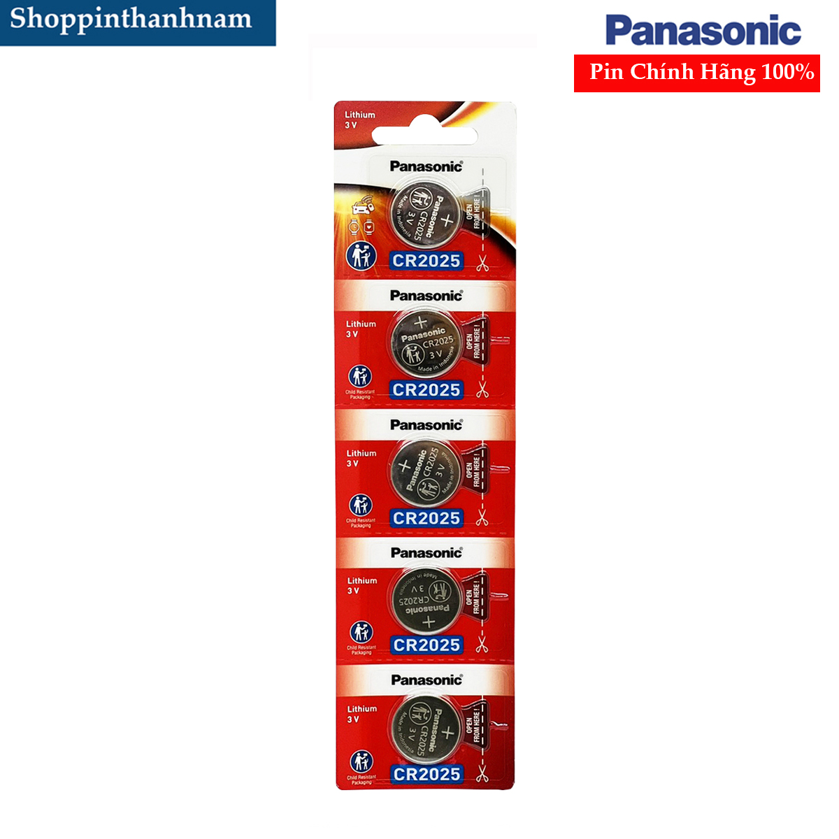 Pin CR2025 Panasonic vỉ 5 viên chính hãng