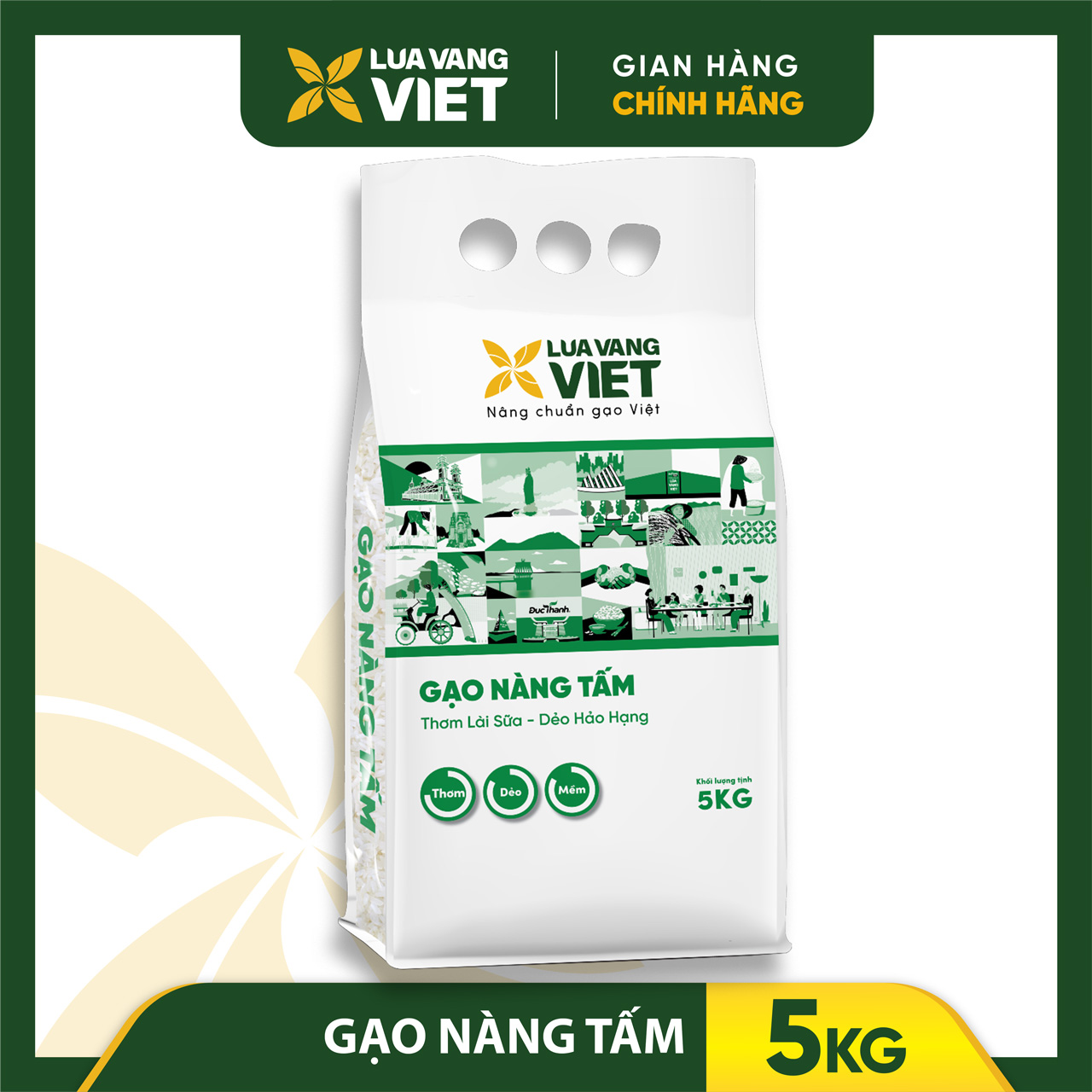 Gạo lúa vàng việt nàng tấm bao 5kg