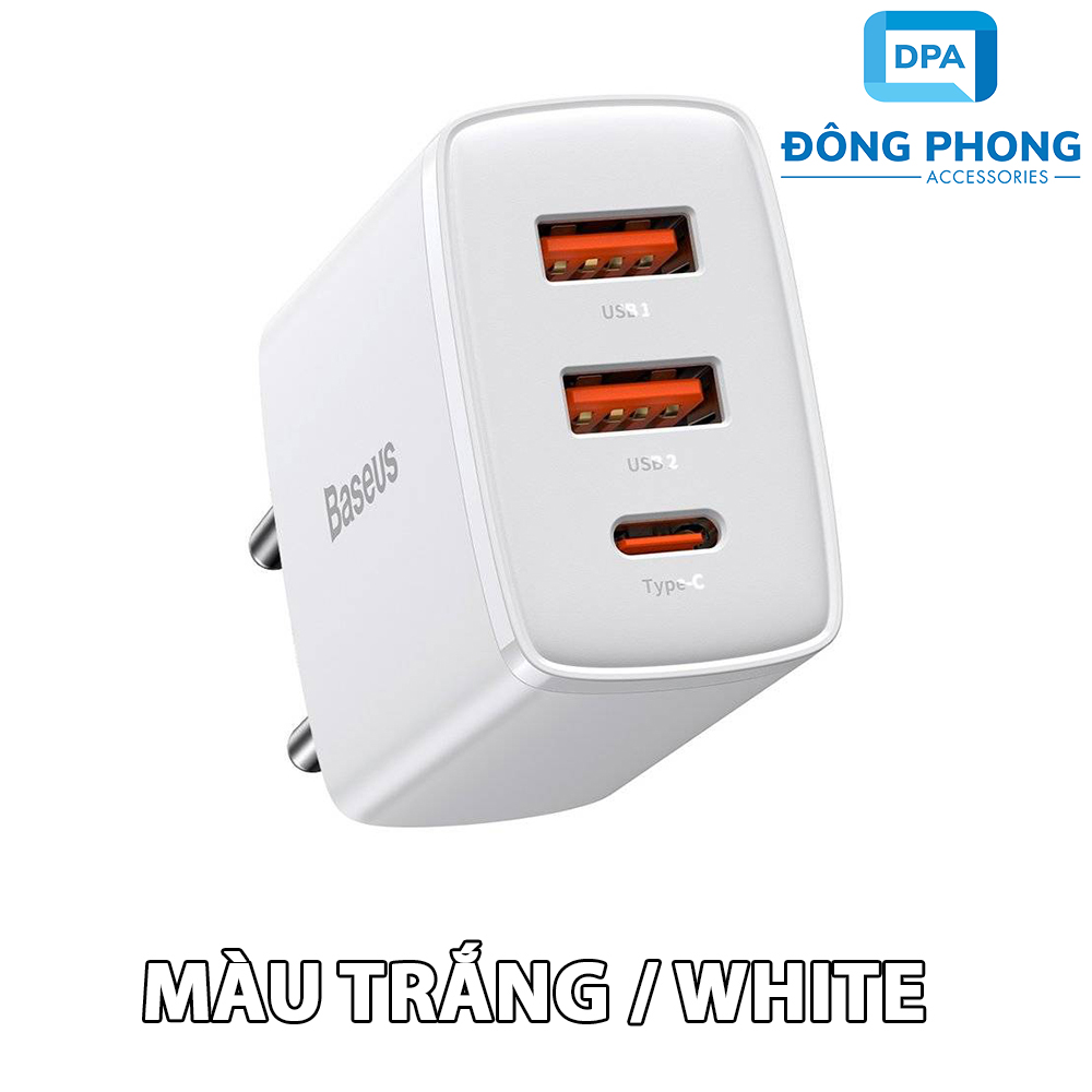 Củ Sạc Nhanh Baseus 30W Compact Quick Charger ( USB Dual Port + Type C, 30w PD / QC3.0 Multi Quick Charge Support )