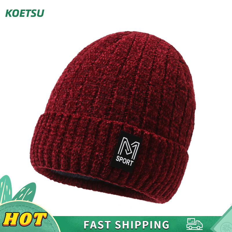 KOETSU【COD】New Knitted Hat Letter Warm Woolen Hat Hoodie Cold Cap