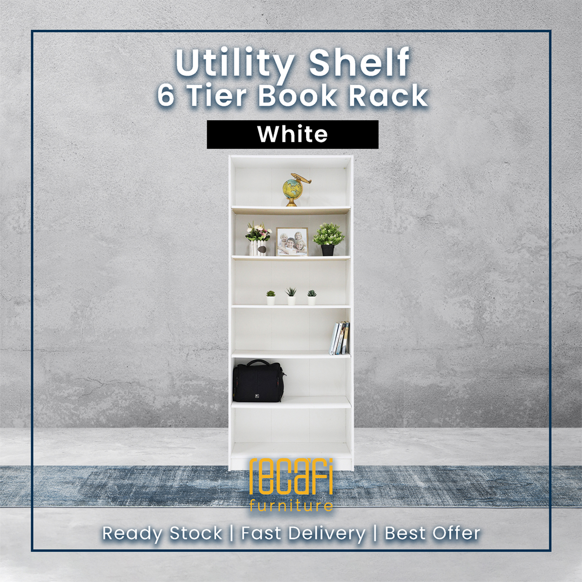 Recafi Furniture 6 Tier Book Shelf Rack / Rak Buku / Book Shelf / Book