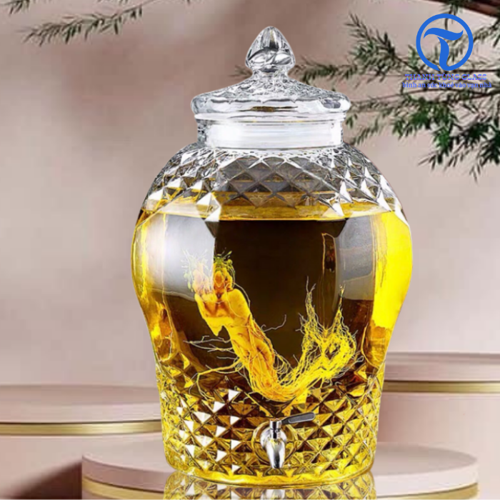 Bình ngâm sâm thủy tinh 8833 10 lít có van