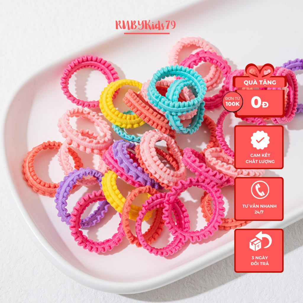 Set 50 sợi dây cột tóc cho bé, chun buộc tóc cho bé dễ thương nhiều màu sắc - rubykid79