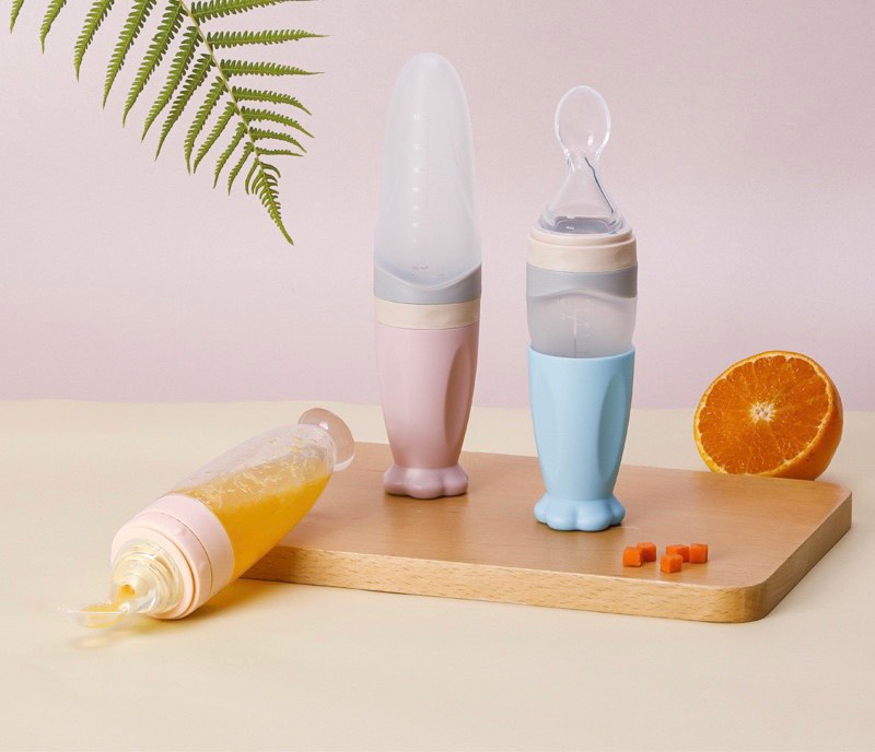 Bình Thìa Ăn Dặm, Bình Thìa Silicon Cho Bé Ăn Bột PUPUKIDS