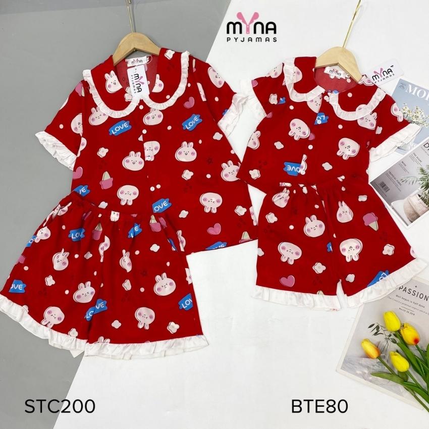 [Có bán riêng bộ mẹ và bé] Bộ lụa đùi mẹ và bé cổ bèo, chất lụa mango mềm mịn mát, ảnh chụp thật