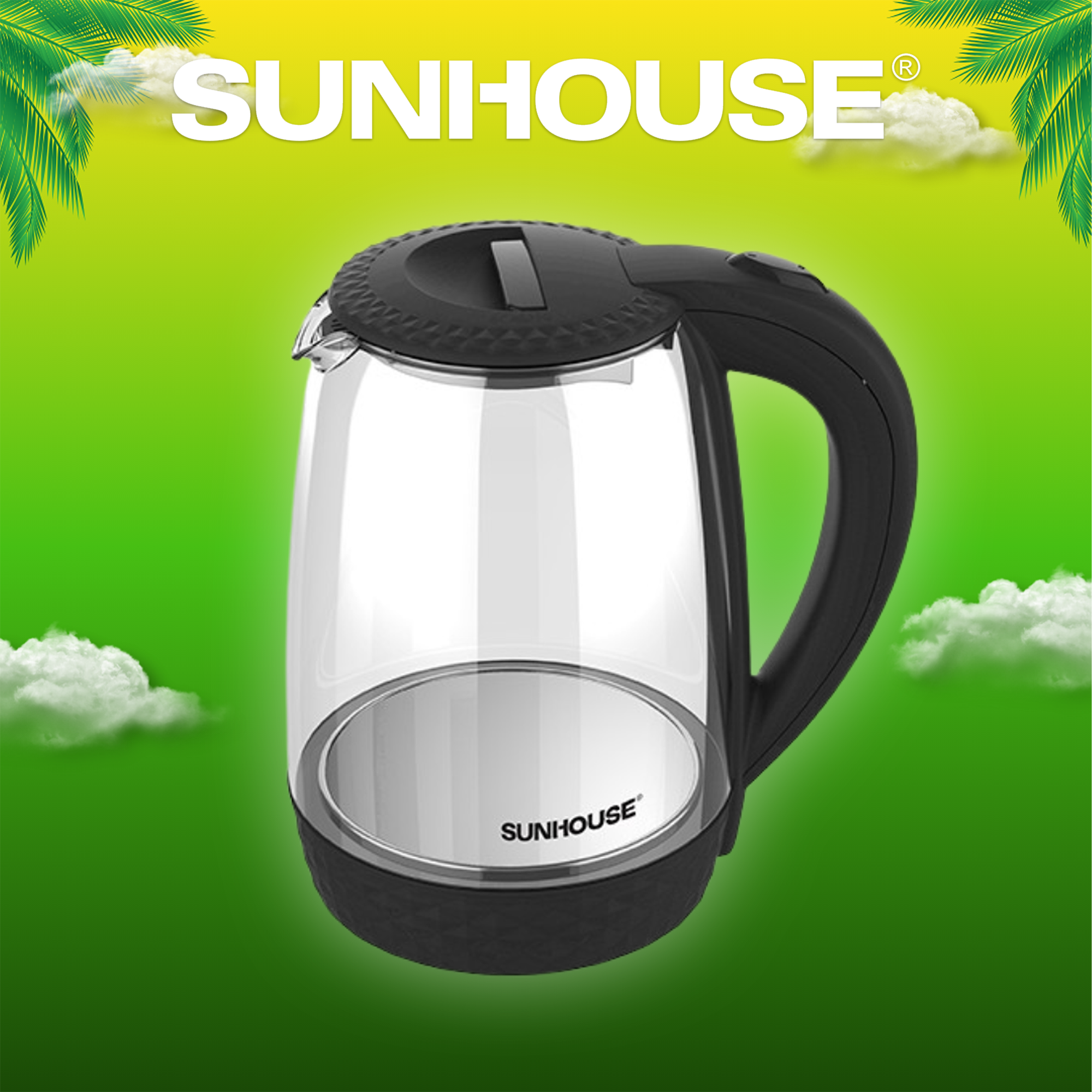Ấm siêu tốc thuỷ tinh 1.8l sunhouse shd1215b - bảo hành chính hãng 12 tháng
