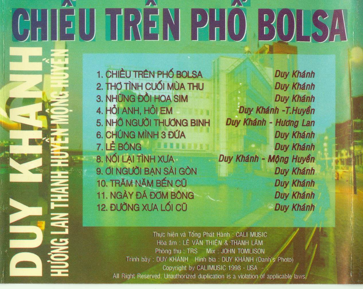 [MDX] ĐĨA CD DUY KHÁNH CHIỀU TRÊN PHỐ BOLSA - CD NHẠC VÀNG