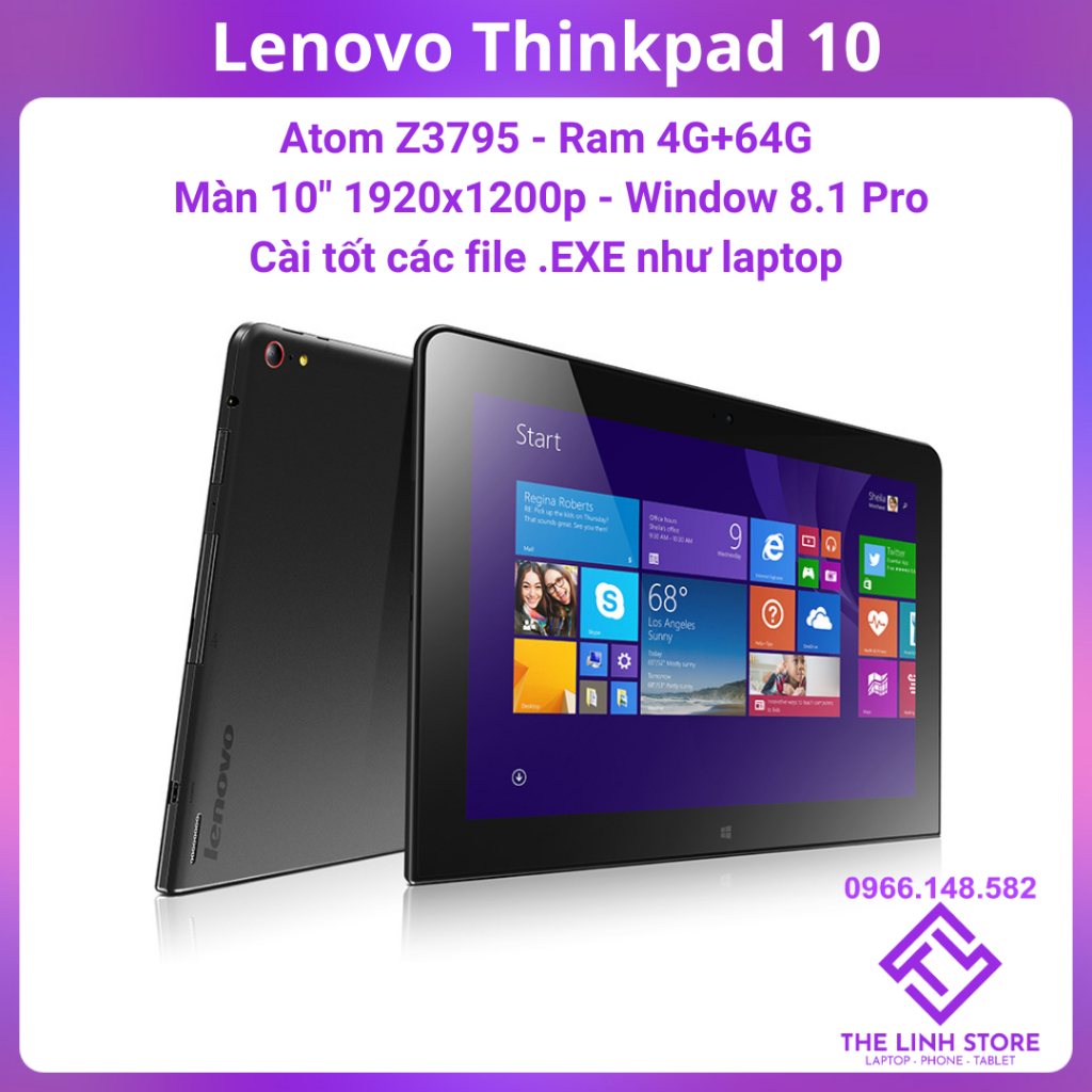 Tablet Lenovo ThinkPad 10 - Atom z3795 Ram 4G 64G Window 8.1 Pro
