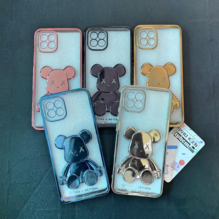Ốp Lưng Samsung A03 Gấu BearBrick Viền Xi Màu
