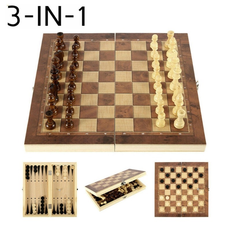 Wooden International Chess Set Board Game Foldable Board Packaging Word Chess