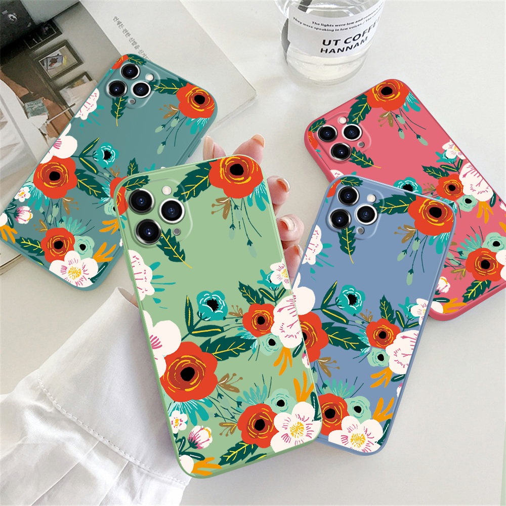 For Samsung Note8 Back Cover Flowers Print Phone Case Multicolor Liquid Silicone Mobile Cover. 
