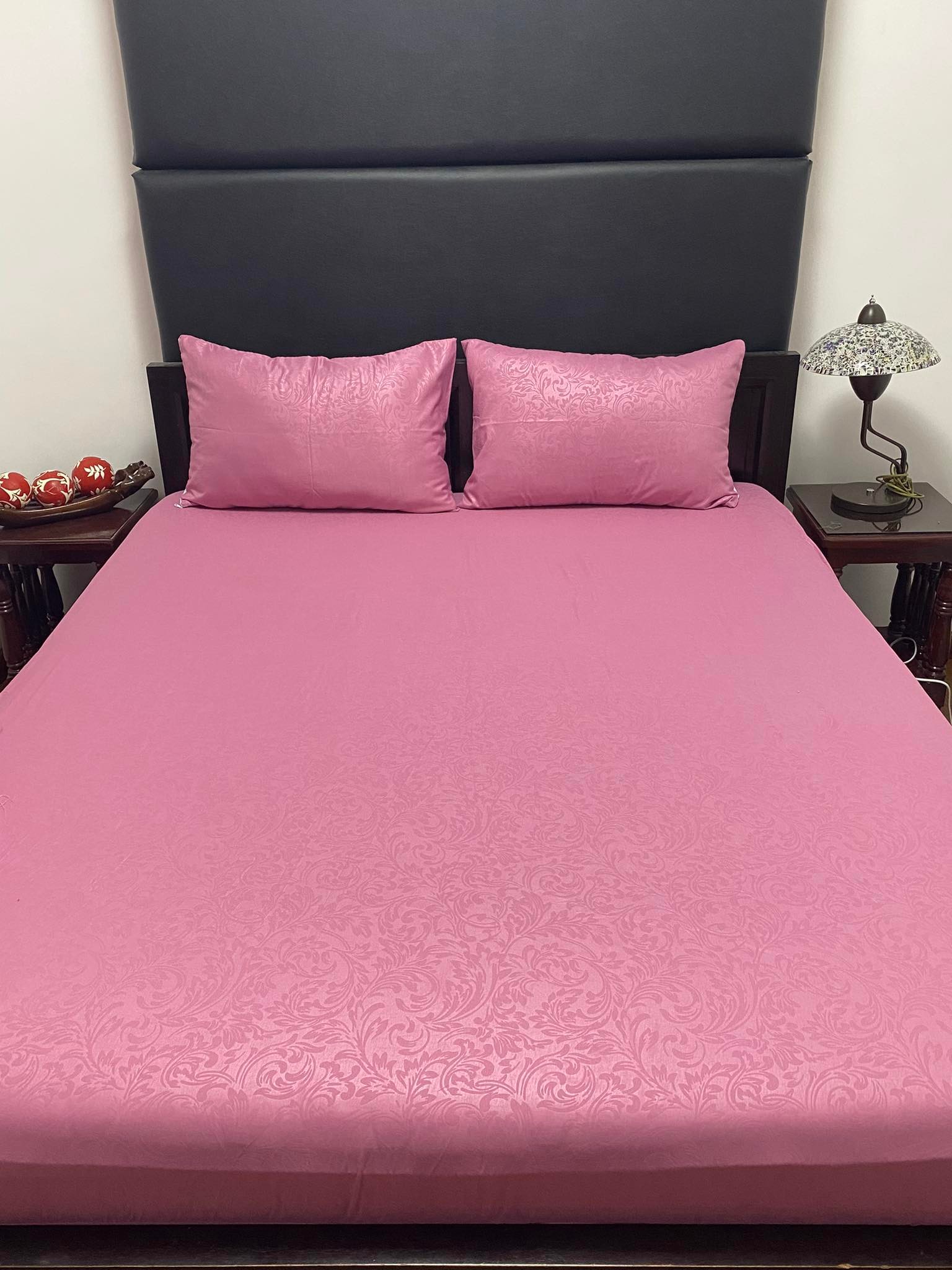 Plain (Floral Embossed) Bed Sheet 100 Canadian Cotton 3 in 1 Set