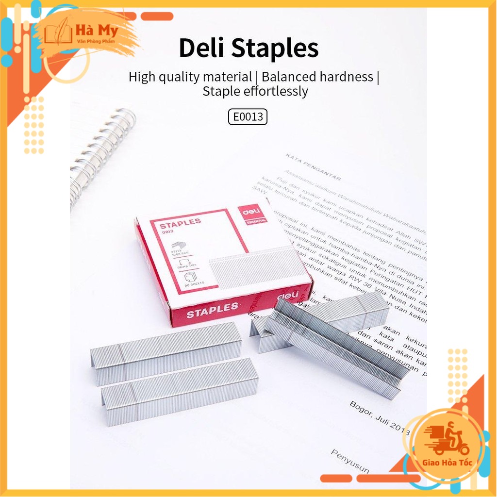 Hộp Kim Bấm 23/13 Deli E0013 Ghim dập được 80 tờ