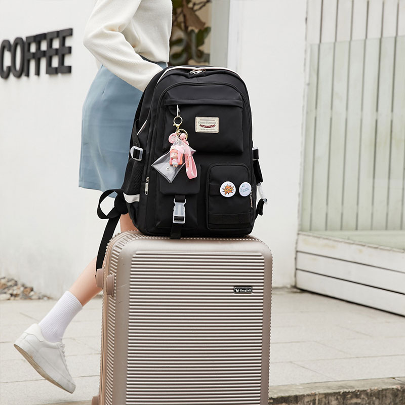 LS Female junior high school student backpack high school student school bag large-capacity backpack college student computer bag