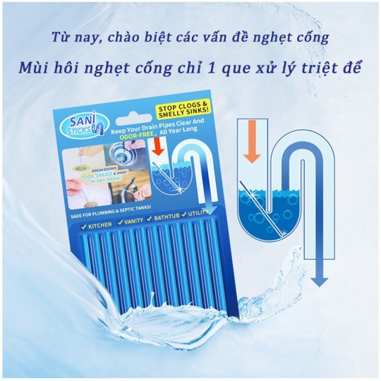 Bộ 12 que thông tắc cống sani -e5