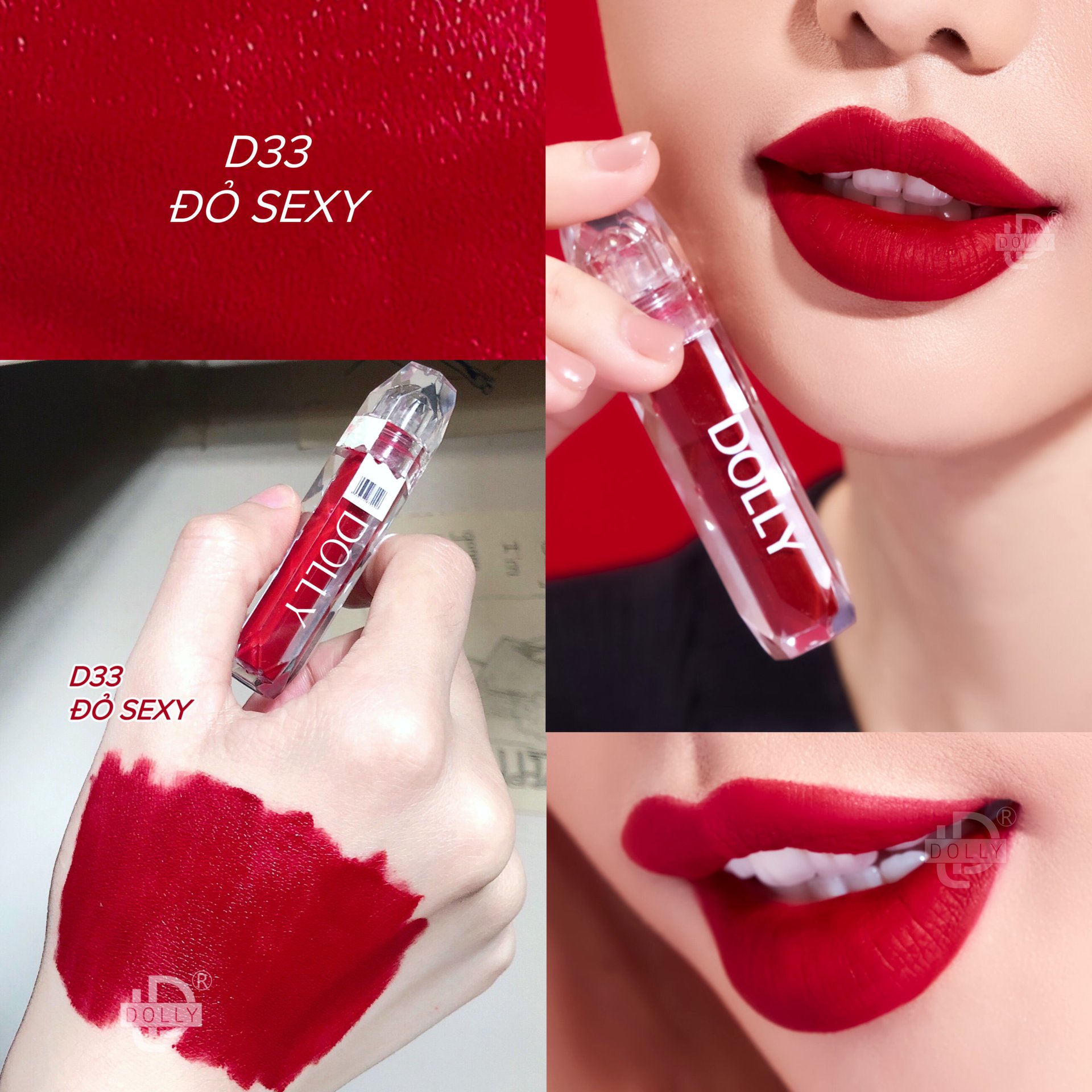 Son kem lì siêu mịn môi DOLLY DIAMOND [Màu Đỏ sexy]
