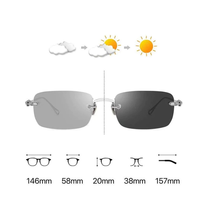 New Photochromic Anti Radiation Frameless Glasses For Women Men Rimless Transition Glasses Shades No Frame Eyeglass Computer Eyewear. 